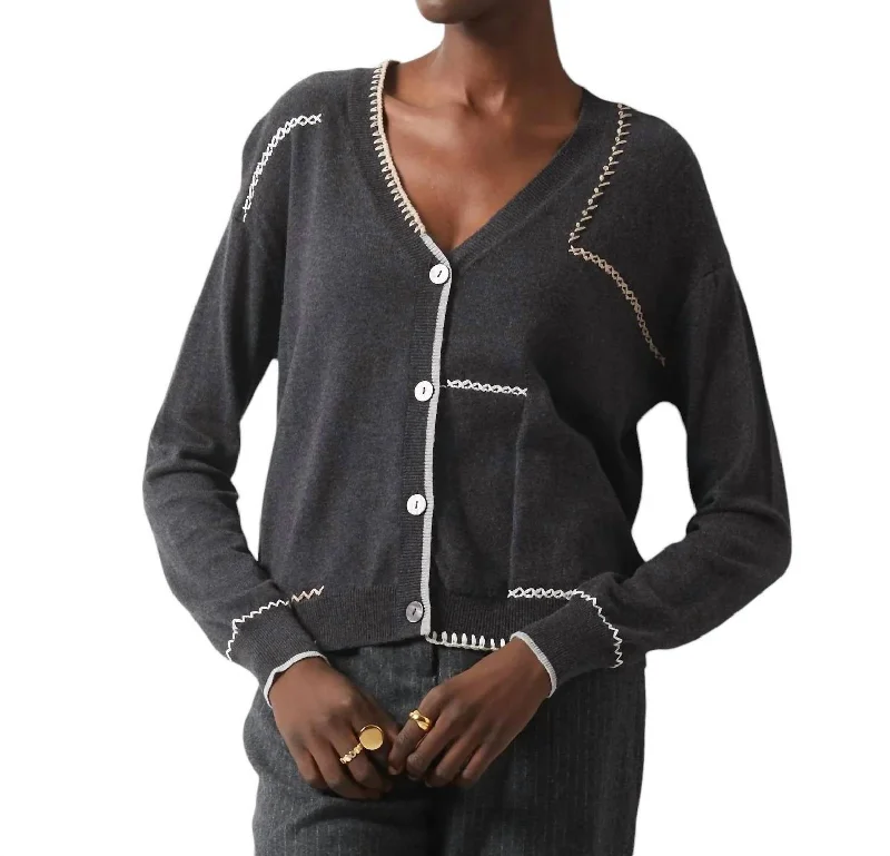 Limited Availability Handcrafted Cardigan In Cinder